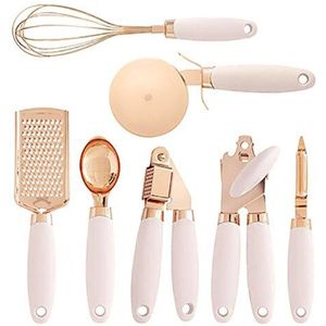 7Pc Rose Goud Keuken Gadget Set Blikopener Aardappel Koken High-End Knoflookpers Pizza Cutter Keukengerei Gereedschap accessoires Sets