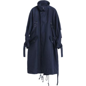 Nerazzurri Oversized Zwarte Lange Trenchcoat Voor Vrouwen Lange Mouw Schouder Aankomst Herfst Losse Womens