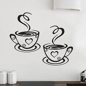 Home Kitchen Restaurant Cafe Thee Muursticker Koffie Cups Sticker Muur Decor