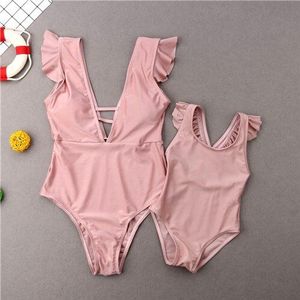 Mode Familie Badmode Mama Dochter Bijpassende Outfits Ruffle Bikini Een Stuk Badpak Beachwear Vrouwen Badmode Badpak