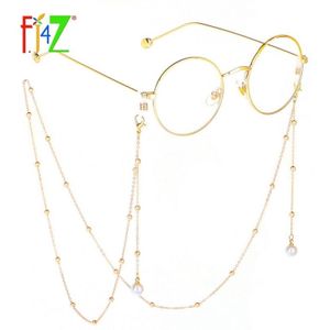 F. J4Z Mode Lindo Onverwelkt Goud Kleur Kralen Glazen Ketting Gesimuleerde Pearl Charm Zonnebril Accessoires Vrouwen Brillen Houder