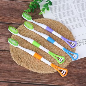 1Pcs Zachte Tandenborstel Nano Borstel Tandenborstel Met Tong Schrapers Ultra Dental Mondhygiëneprotocol Tanden Borstel Willekeurige