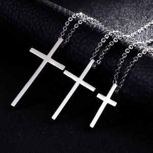 Titanium Stalen Kruis Hanger Ketting Voor Mannen Vrouwen Minimalistische Sieraden Mannelijke Vrouwelijke Gebed Kettingen Chokers Zilveren Kleur