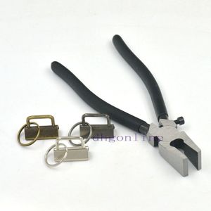 25 Stks 32mm 1.25 ""Sleutelhanger Hardware + Een Tool Brede Platte Neus Tang ToolSplit ring pols Polsbandjes Nickle Brons Nickle-Zwart