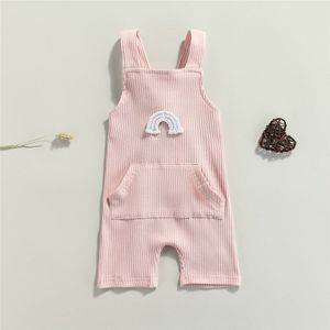 0-2 Jaar Peuter Baby Meisjes Corduroy Overalls Leuke Regenboog Jarretel Broek Met Voorvak Multicolor