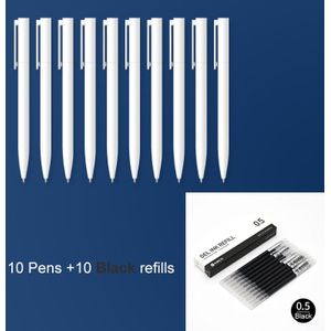 Originele Xiaomi Mi Gel Pen 10 Stuks 0.5Mm Zwart Refill Geen Cap Bullet Pen Glad Zwitserland Mikron Nib Japanse inkt