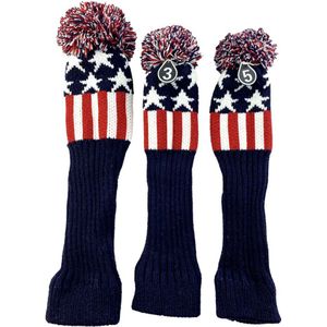 3Pcs No.1 3 5 Golf Pom Pom Knit Headcover Fairway Woods Driver Hybrid Head Covers 360 ° Alle-ronde Bescherming Golf Club Headcovers