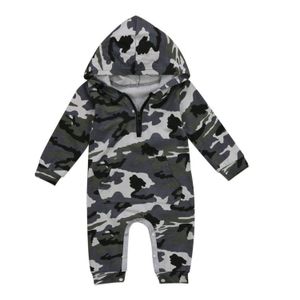 Lente Herfst Lange Camo Romper Lange Mouwen Hooded Baby Jongens Jumpsuit Pasgeboren Baby Peuter Warme Nachtkleding Kleding Outfit