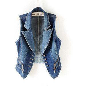 90% Katoen Lente Single-Breasted Casual Vesten Denim Vest Vrouwelijke Slanke Jeans Jas Zomer Mouwloze Jassen Vrouwelijke Jas