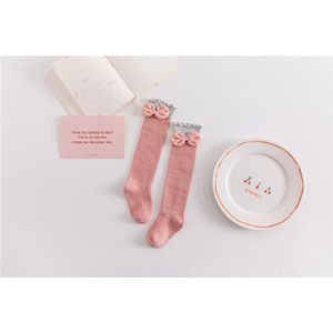 Kleine Meisjes Ademend Knie Sokken, Lente Herfst Winter Peuters Zoete Stijl Boog Decoratie Vezelig Zelfkant Kousen