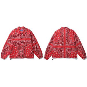 Lenstid Mens Wear Hip Hop Bandana Paisley Patroon Bomber Jassen Windjack Harajuku Streetwear Herfst Casual Jassen Tops