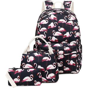 Flamingo Rugzak driedelige Nylon Waterdichte Grote capaciteit Vrouwen Rugzak Mode kinderen School Bags voor Teenagers
