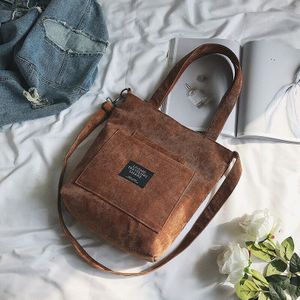 Vrouwen Corduroy Rits Schoudertas Katoenen Canvas Handtas Casual Tote Vrouwelijke Eco Crossbody Tas Dames Vintage Messenger Bags