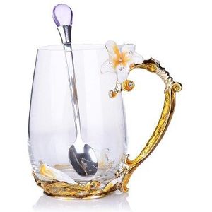 Vintage Diamond Glas Cups Bloem Emailen koffie mok bruiloft bril bierpullen