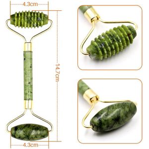 Massage Roller Voor Gezicht Guasha Board Dubbele Hoofden Jade Steen Facial Lift Body Skin Ontspanning Afslanken Schoonheid
