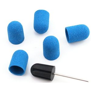 5 Pcs Blauw Schuren Caps Multi-Size Plastic Zand Blok Elektrische Manicure Pedicure Gereedschap Polijsten Voetverzorging Accessoires
