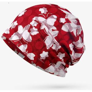 YIFEI Brand Women's Summer Autumn Hat Butterfly Beanie Lady Turban Cap Printing Flower Caps Gorros Scarf