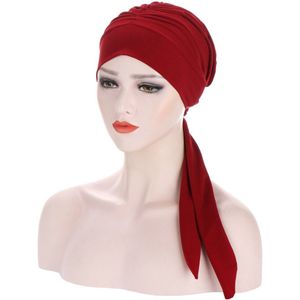 Moslim Tulband Hoed Voor Vrouwen Pre-Gebonden Chemo Mutsen Caps Bandana Hoofddoek Head Wrap Voor Kanker Haar Accessoires