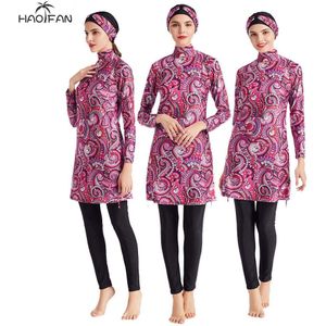 Haofan Moslim Badmode Vrouwen Burkinis Islamitische Hijab Islam Arabische Beach Wear Patchwork Moslim Volledige Dekking Badpakken