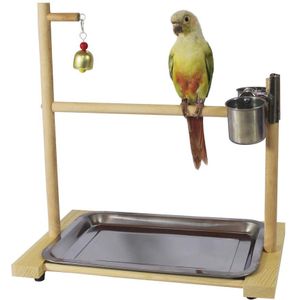 Vogel Speeltuin, Vogelkooi Papegaai Baars Playstand Tafelblad Feeder Cup Bowl Tray voor Kleine Medium Conure Van Valkparkiet Parkiet Vink