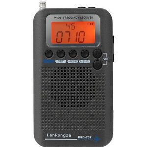 Hanrongda HRD-737 Draagbare Volledige Band Radio Vliegtuigen Band Ontvanger Fm/Am/Sw/Cb/Air/Vhf wereld Band Met Lcd Display Wekker
