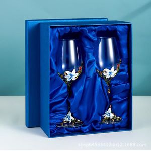 320Ml Europese Stijl Emaille Rode Wijn Glas Vintage Goblet Loodvrij Kristal Glas Champagne Glas Cup Huwelijkscadeau wijn Set