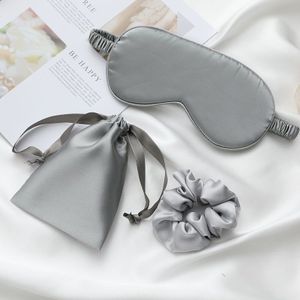 Geïmiteerd Zijde Slaap Oogmasker Reizen Slapen Eyeshade Cover Dutje Eyepatch Blindfold Patch Rest Snore + Draagtas Tas + haar Ring
