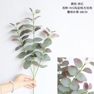 Kunstmatige Bladeren Tak Retro Groene Zijde Eucalyptus Blad Voor Home Decor Bruiloft Planten Faux Stof Gebladerte Kamer Decoratie 68Cm