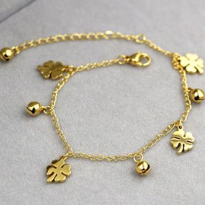 Aankomst Bloemen En Bel Enkelbanden Voor Vrouwen Titanium Steel Gold Rose Gold Kleuren Vrouwen Sieraden Enkelbanden