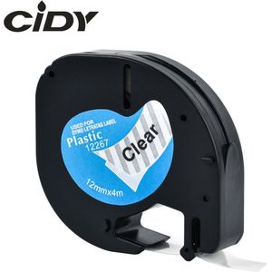 CIDY Compatibel 12mm Zwart op Helder Dymo Letratag Tape LT 16952 16951 12267 12268 voor LT-100H