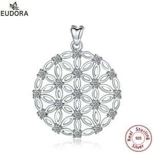 Eudora Sterling Zilveren Bloem Van Het Leven Hanger Ketting Met Gratis Doos Elegante Sieraden Voor Vrouwen Romantische /Dropshpping D493