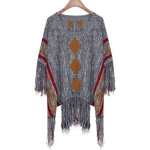 Vrouwen Capes Ponchoes Herfst Winter Trui Shawl Vintag Bohemian Kwastje Oversized Truien Geometrische Trui Vrouwen Kleding