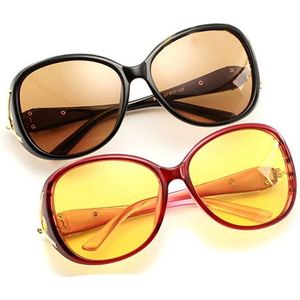 Fotochrome Gepolariseerde Zonnebril Voor Vrouwen New2019 Mode Dag Nachtzicht Bril Geel Lens Brillen Grote Frame UV400 L3