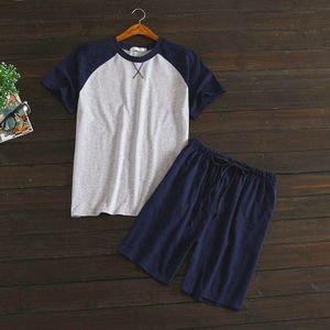 Zomer Dunne Stijl 100% Katoen Mannen Korte Mouwen Shorts Homewear Pak Koreaanse Kleuraanpassing Pyjama Pak Ongedwongen Thuis Kleding