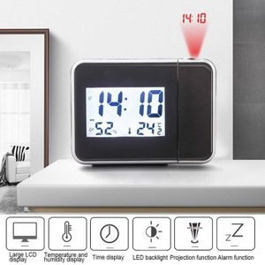 Projectie Wekker Led Display Tijd Digitale Datum Wekker Met Draaibare 180 Projector Dual Alarm Radio Functie