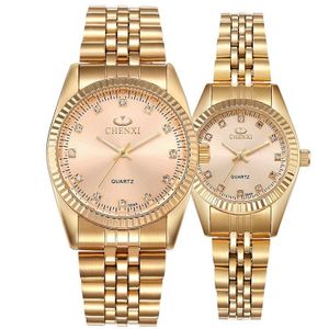 Gouden Paar Horloge Vrouwen Mannen Zwart Luxe Golden Rvs Business Jurk Lover's Horloge Waterdicht 2 Stuks