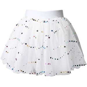 Kids Girls Layered Stars Sequins Tutu Skirt Children Princess Ballet Dance Dress Long Sleeve Fluffy Petticoat Skirt