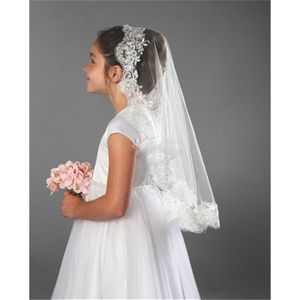 Ishsy Bruiloft Bloem Meisjes Eerste Communie Veils Lace Edge One Layer Kinderen Kids Tulle Veils Voiles Filles Velos De Novia