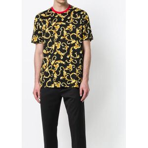 Mode T-shirt Kleding Hip Hop Gouden Bloem Print Man T Shirt Katoen T-shirt Mannen kleding