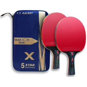 Huieson 2Pcs Upgraded 5 Star Tafeltennis Racket Carbon Lichtgewicht Krachtige Ping Pong Bat &amp; Ballen Set Draagbare sport 8