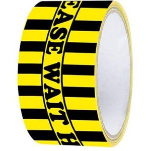 1Roll Wacht Hier Waarschuwing Vloer Tape Sociale Distantiëren Markering Plakband Geel 48 Mm X 33 M