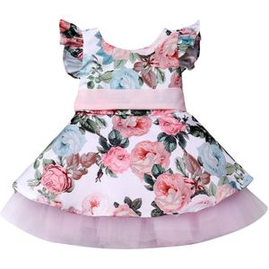 Party Trouwjurken Voor Baby Zomer Mouwloze Bloemen Chiffon Peuter Baby Meisjes Prinses Tutu Jurk Zonnejurk Outfits Kleding