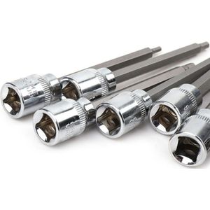 7 Stuks Extra Lange Hex Bit Socket Set Torx Bit Set Metric Chrome Vanadium Staal Bits 3/8 &quot;Drive 3mm -10Mm Duurzaam