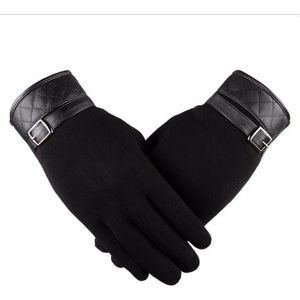 Mannen Mode Zwart Winter Warm Handschoenen Voor Wol Lederen Pols Zachte Kasjmier Touchscreen Menhandschoenen G122