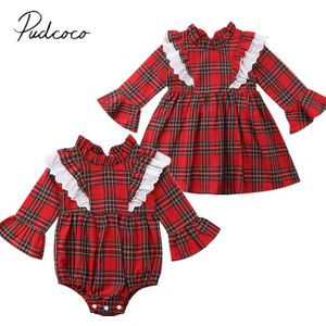 Gloednieuwe Peuter Infant Kid Baby Meisjes Kant Plaids Bodysuit Jurk Zus Bijpassende Gecontroleerd Outfit Zomer Casual Kleding