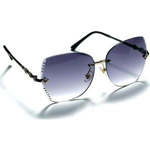 Hoge Qulity vrouwen Randloze Vierkante Zonnebril Metal shades Luxe Strass Zonnebril Vrouwelijke Lady Paars Eyewear