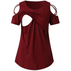 Vrouwen Casual Korte Mouwen Gladiatorschoen Koude Schouder T-shirts Verpleging Top Borstvoeding Kleding Zwangerschap T-shirt Ropa Embarazada