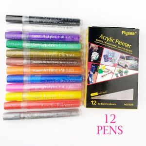 12 Kleuren Acryl Watergedragen Verf Marker Pen Kunst Levert Posca Gekleurde Markers Diy Schilderen