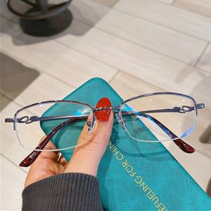 Ahora 2022 Vrouwen Leesbril Voor Dames Blauw Licht Blokkeren Presbyopie Brillen Metalen Half Frame Brillen + 1.0 + 4.0