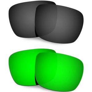 HKUCO Voor Spy Optic Helm Zonnebril Gepolariseerde Vervanging Lenzen 2 Pairs Black & Green
